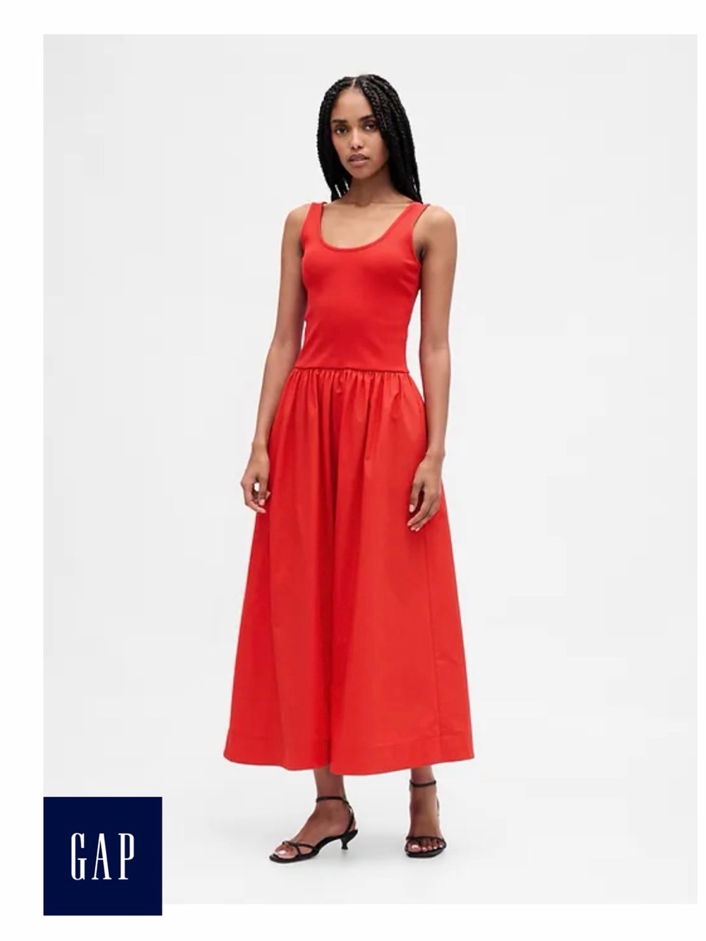 GAP Women’s Mixed Media Drop Waist Maxi Dress
